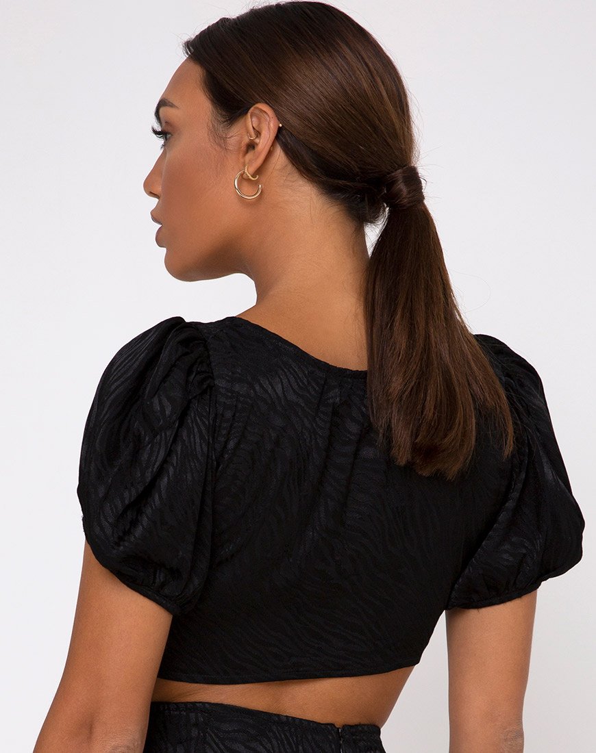 Afbeelding van Raemzi Crop Top in Satijn Zebra Zwart