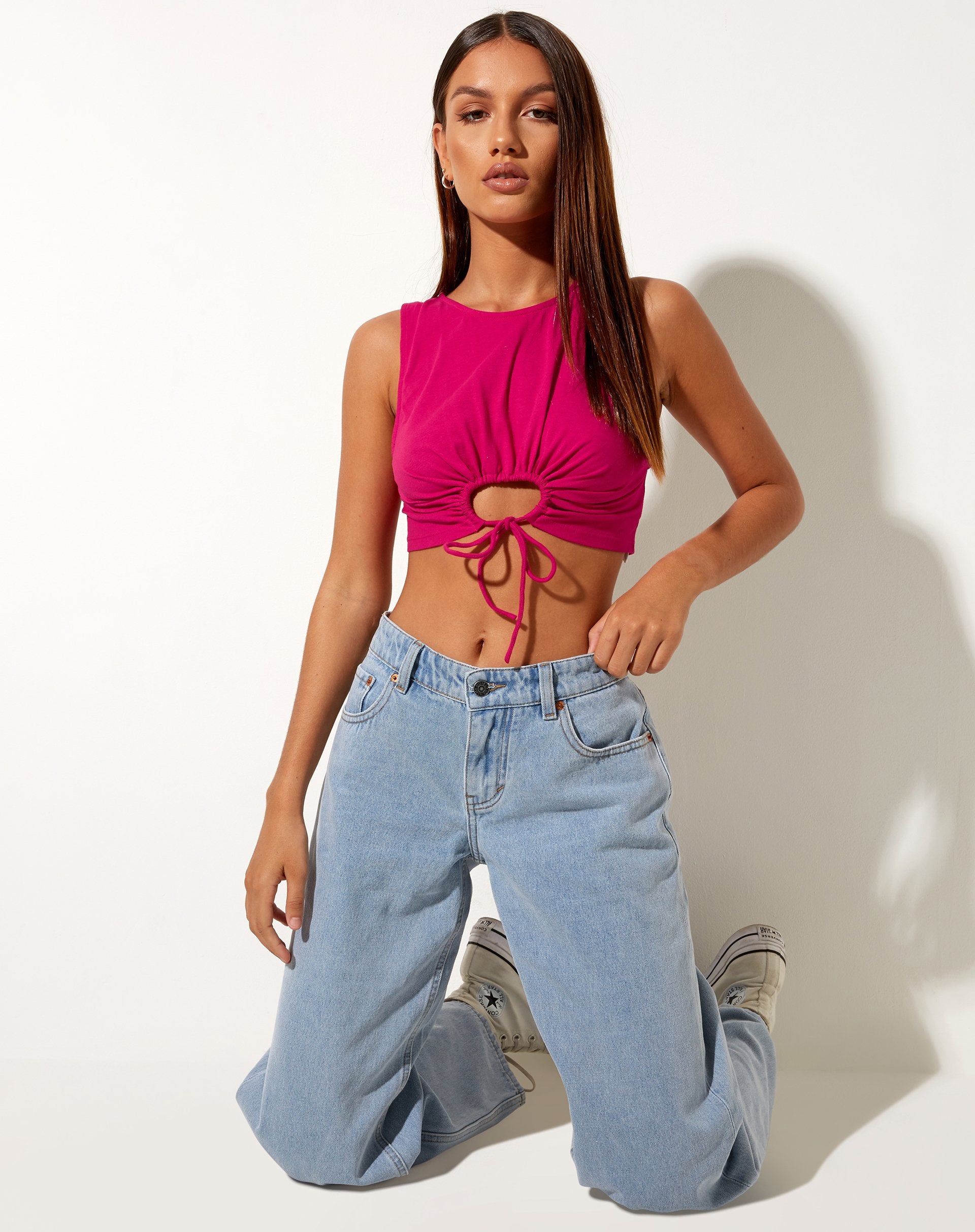 Afbeelding van Yasni Crop Top in Lycra Fandango Roze