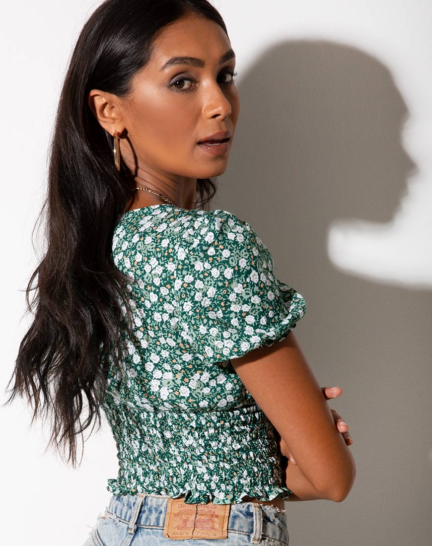Afbeelding van Raquel Top in Floral Field Green