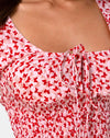 Ditsy Vlinder Perzik en Rood