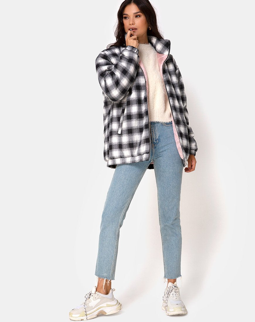 Afbeelding van Raven Jas in Plaid Zwart Wit