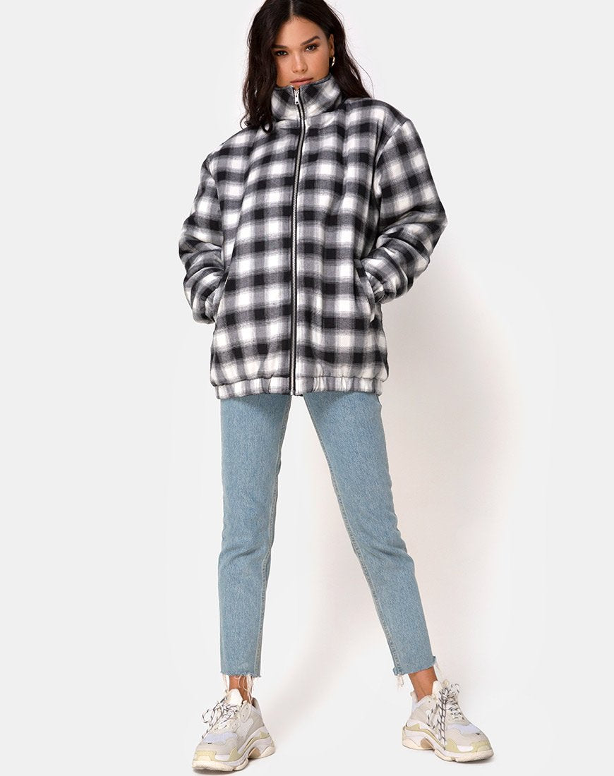 Afbeelding van Raven Jas in Plaid Zwart Wit