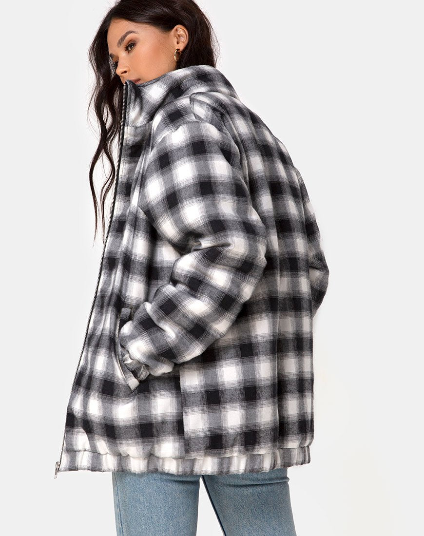 Afbeelding van Raven Jas in Plaid Zwart Wit