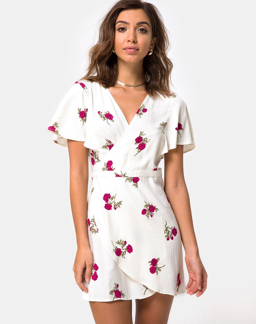 Afbeelding van Rawa Wrap Dress in Grunge Rose Ivory