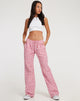 Afbeelding van Raya broek met wijde pijpen in Apple Check Blush Red