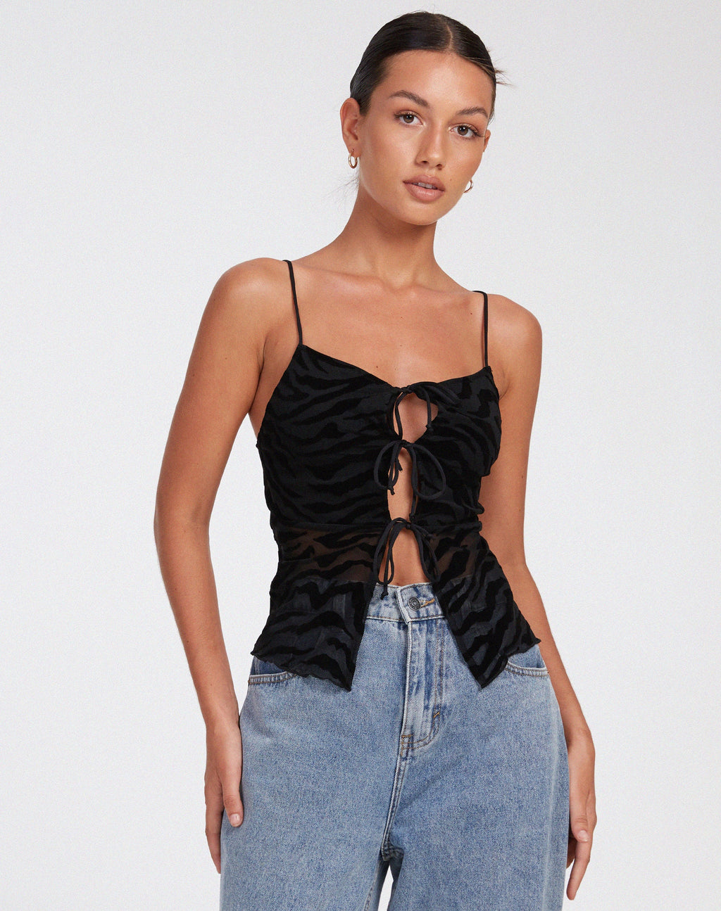 Rayu Top in Zebra Flock Zwart