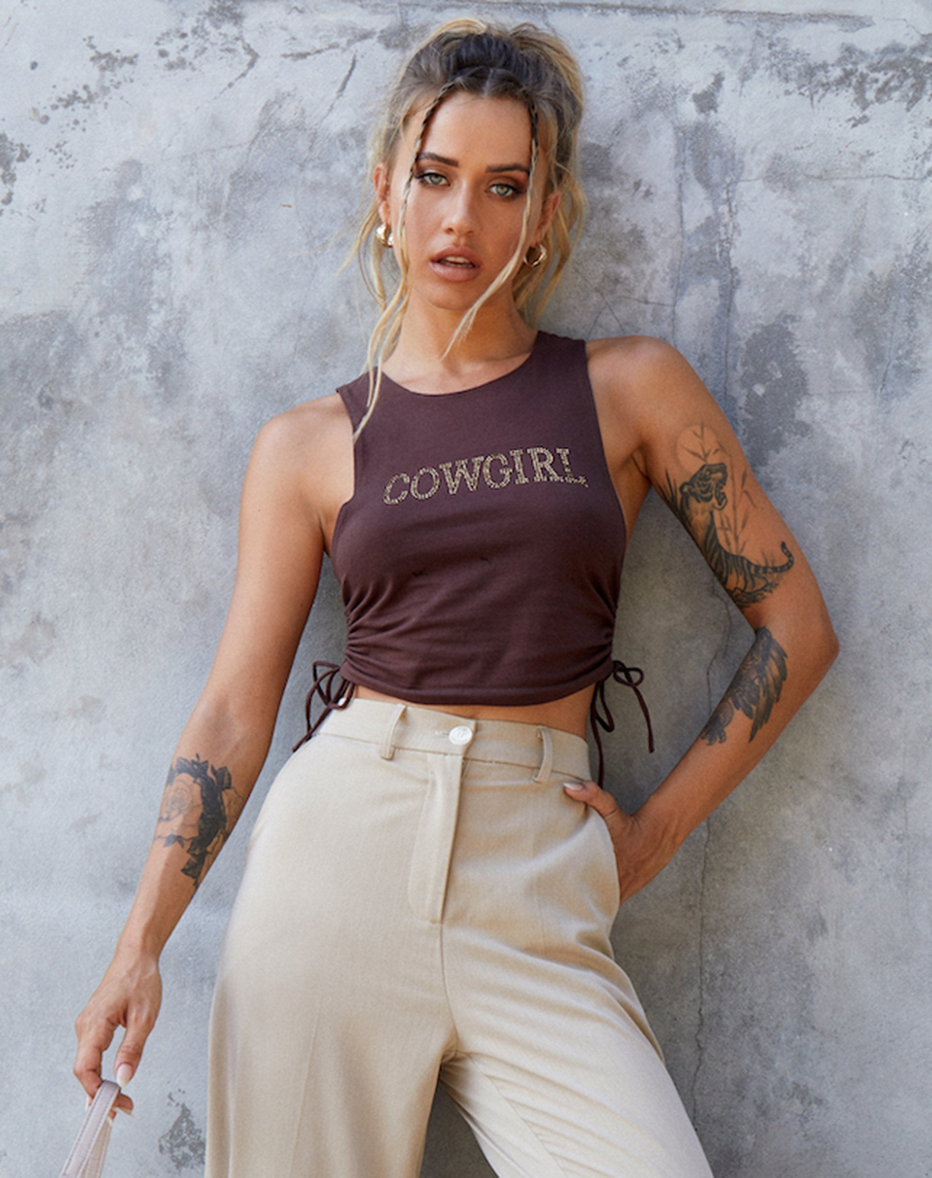 Afbeelding van Raze Vest Top in Bruin Cowgirl Hotfix