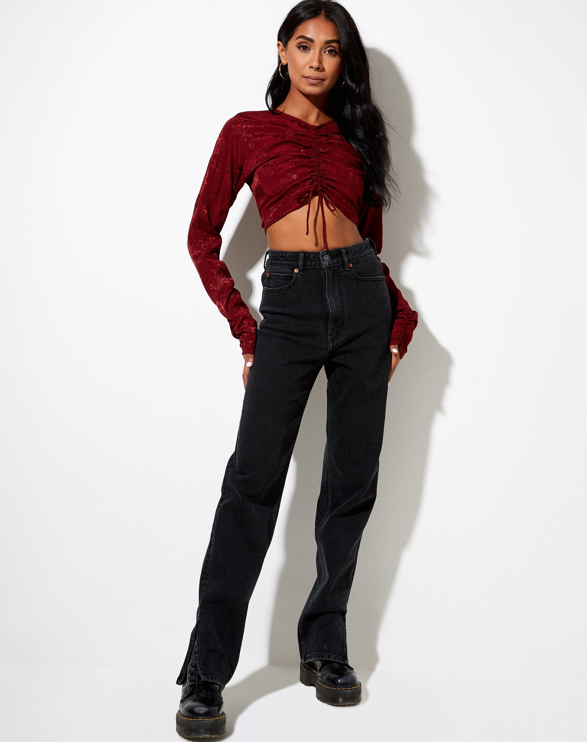 Afbeelding van Rean Crop Top in Satijn Roos Moerbei