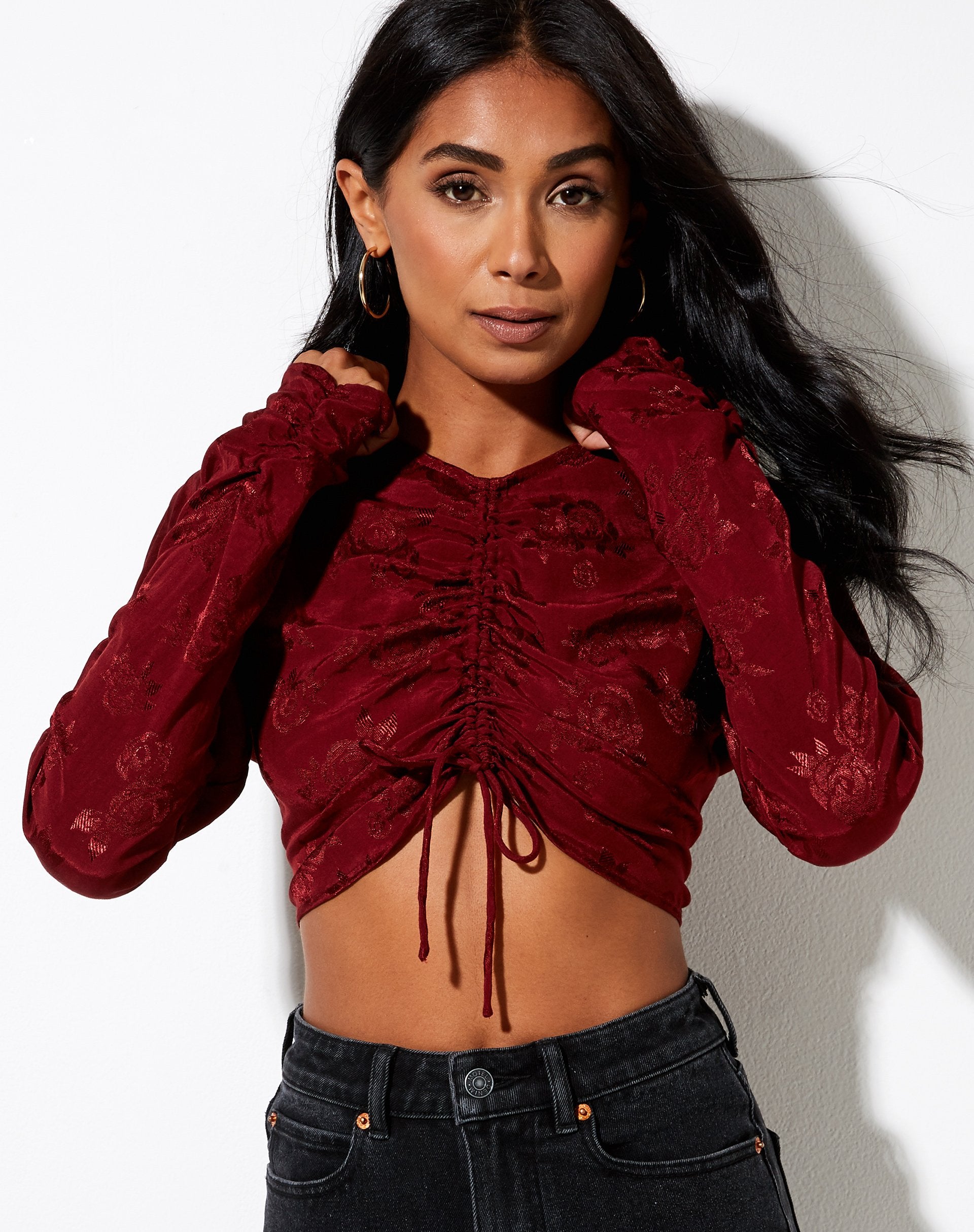 Afbeelding van Rean Crop Top in Satijn Roos Moerbei