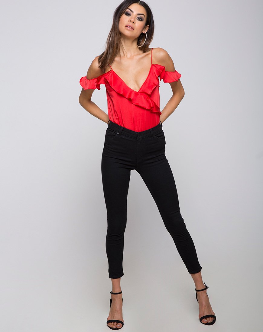 Afbeelding van Reilly Cold Shoulder Bodice in Rood