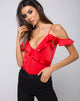 Afbeelding van Reilly Cold Shoulder Bodice in Rood