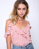 Afbeelding van Reilly Cold Shoulder Bodice in Spot Stripe Roze en Wit