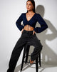 Afbeelding van Reilo Crop Top in Satijn Cheetah Navy