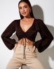 Afbeelding van Reilo Crop Top in Satijn Zebra Bittere Chocolade