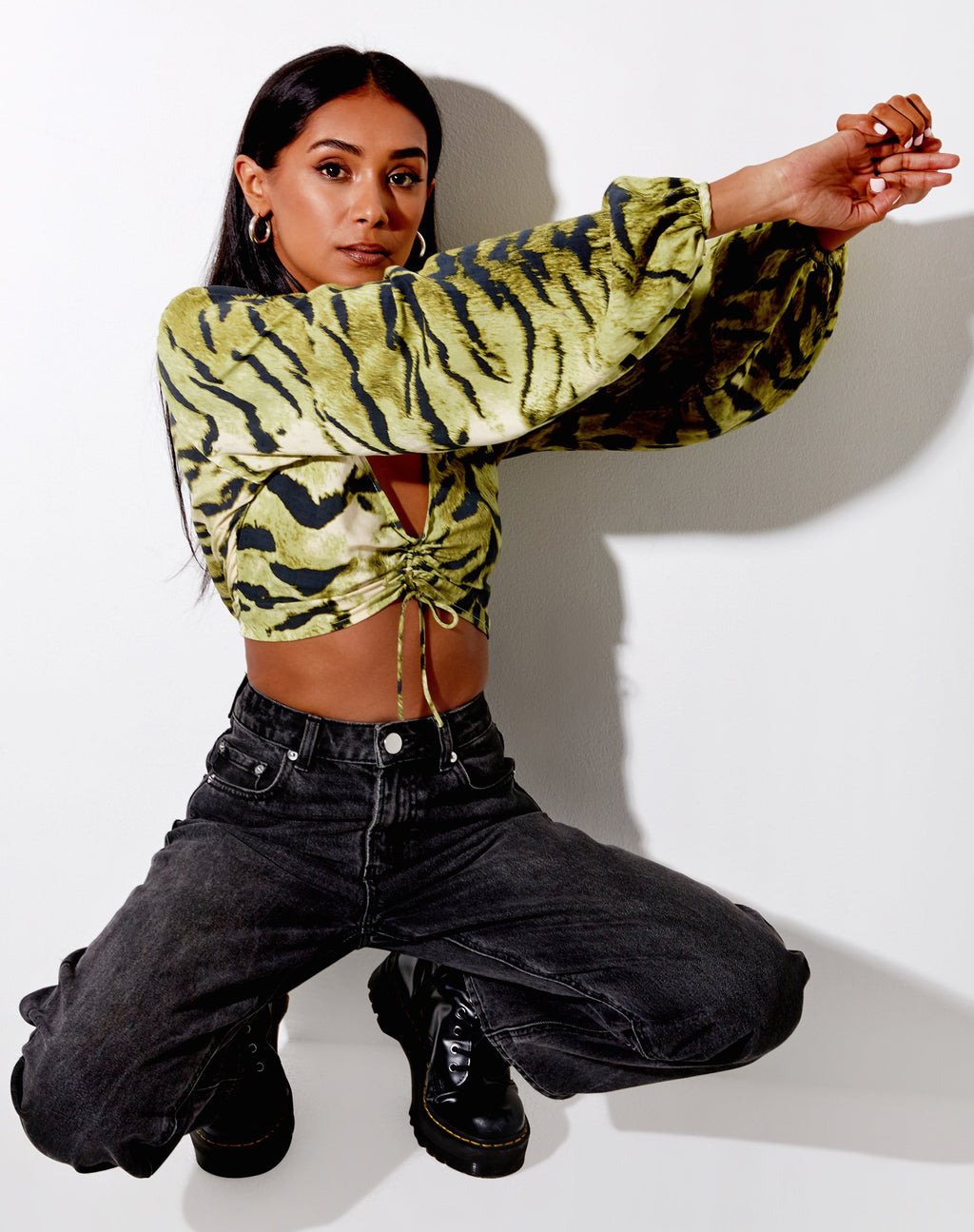 Reilo Crop Top in volledig kaki-tijger