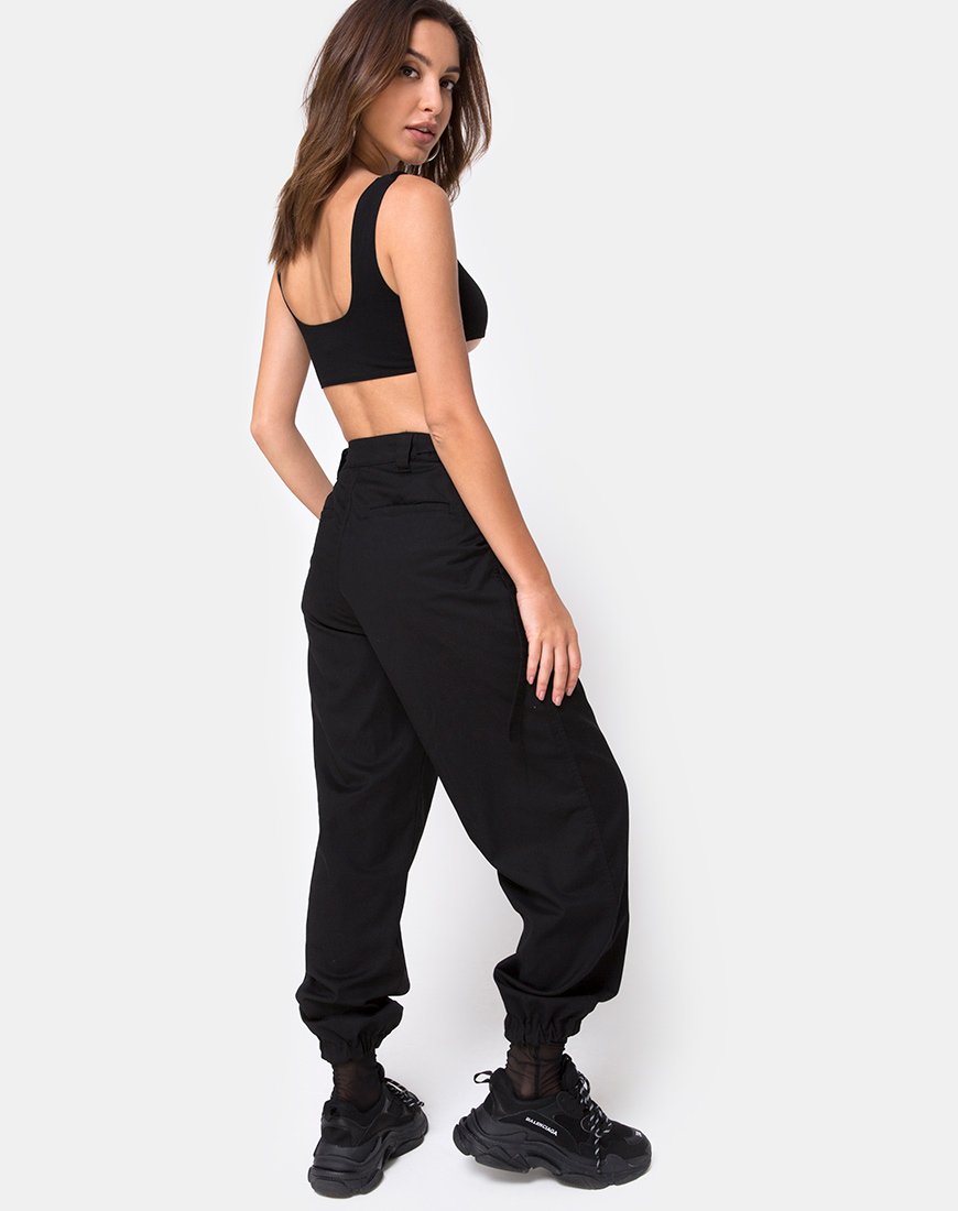 Afbeelding van Reka Crop Top in Zwart met Zilveren Gesp