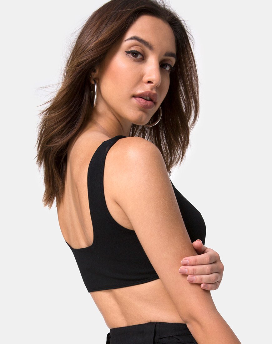 Afbeelding van Reka Crop Top in Zwart met Zilveren Gesp