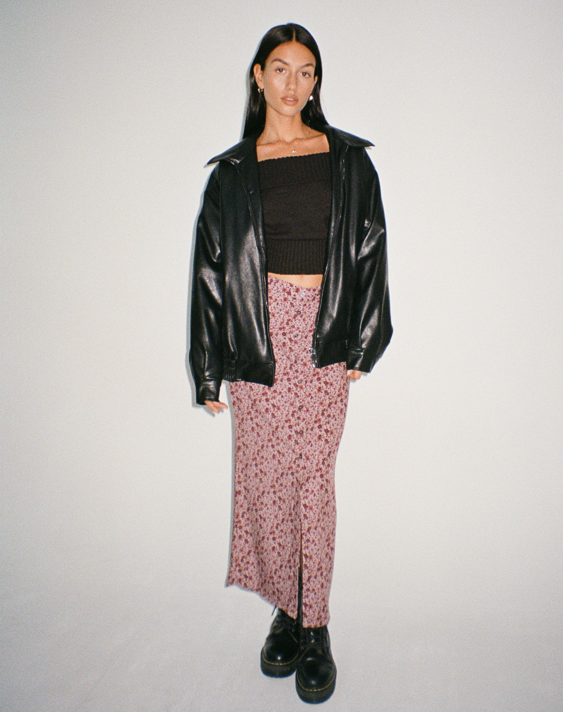 Afbeelding van Relow Maxi Rok in 90's Bloemen Bourgondië