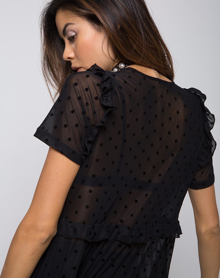 Afbeelding van Remy Midi Dress in Polka Net zwart