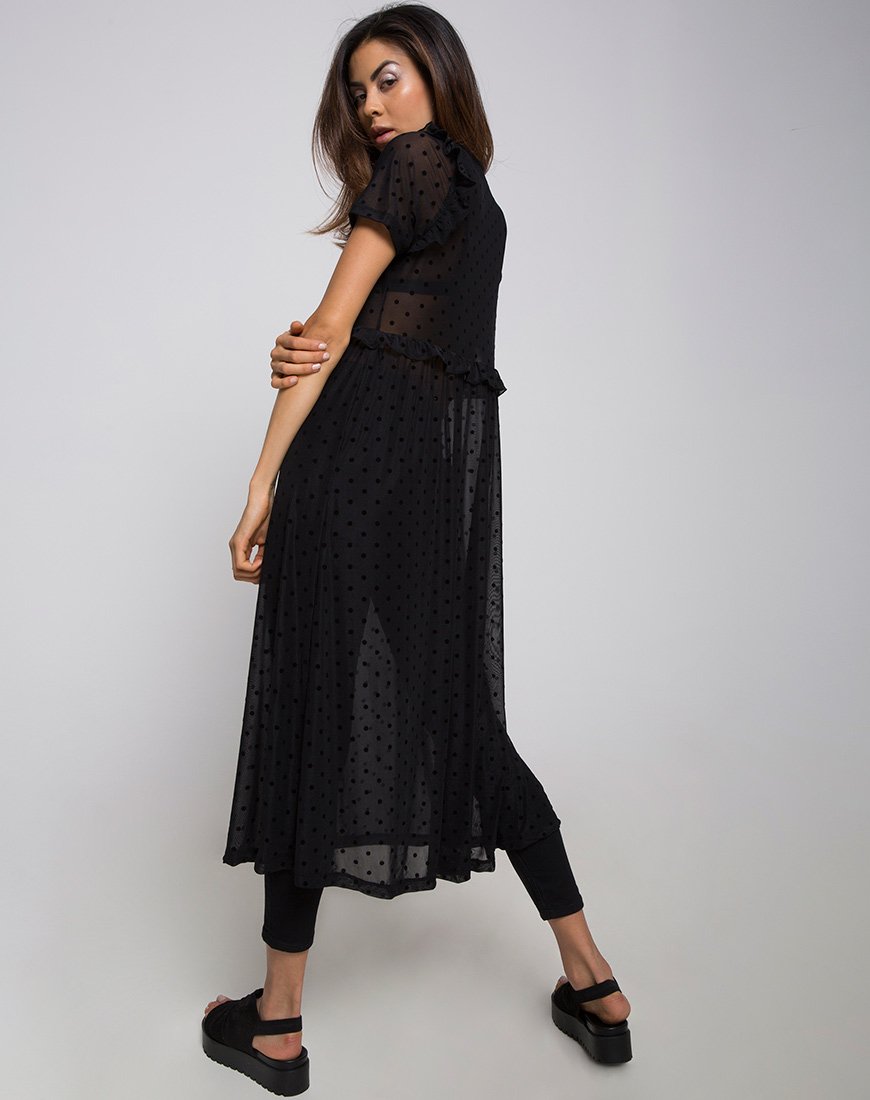 Afbeelding van Remy Midi Dress in Polka Net zwart