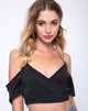 Afbeelding van Renta Cold Shoulder Top in Satijn Zwart