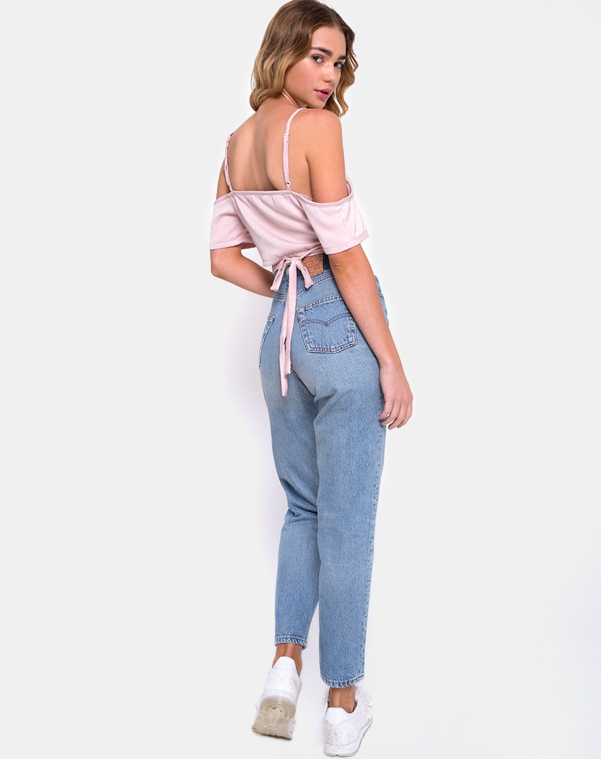 Afbeelding van Renta Cold Shoulder Crop Top in Satin Blush