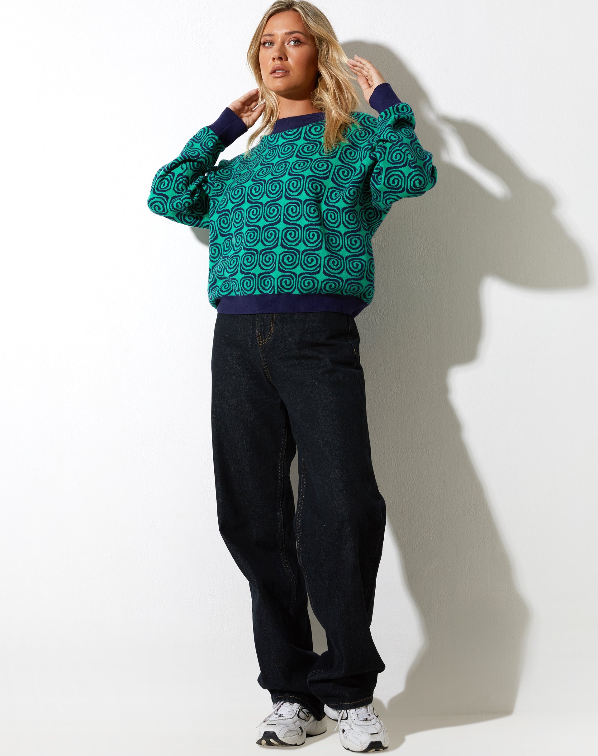 Afbeelding van Ammar Trui in Swirl Groen en Blauw