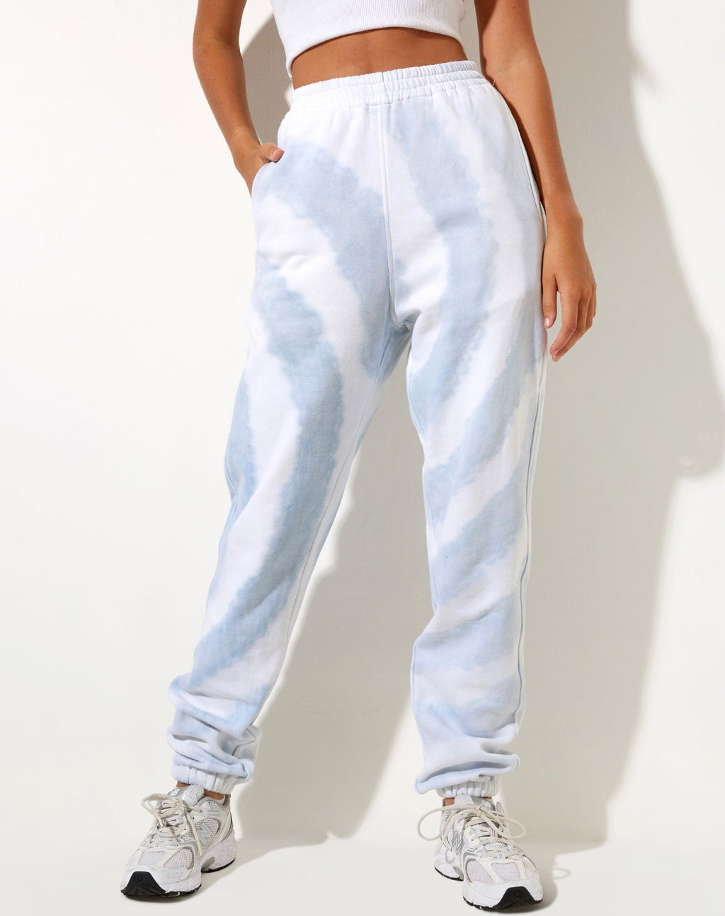 Basta Jogger in Blauw en Wit Swirl Tie Dye