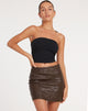 Afbeelding van Bora minirok in PU patchwork Choco Brown
