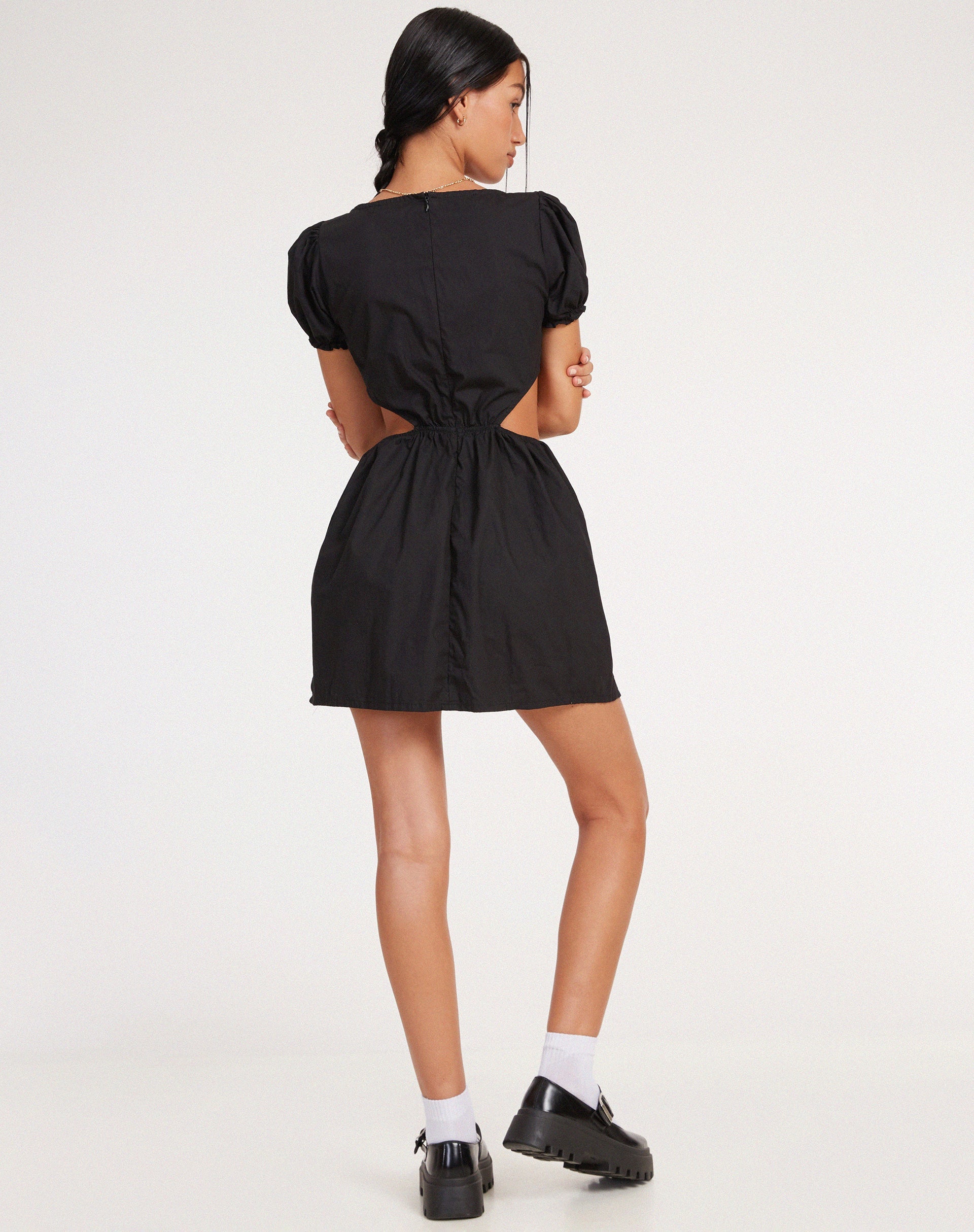 Afbeelding van Brynlie Mini Dress in Poplin Black