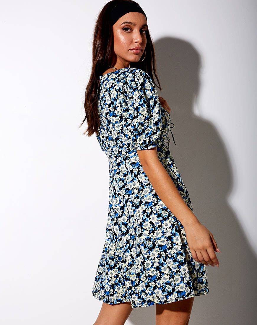 Carie Mini Dress in Asterblauw