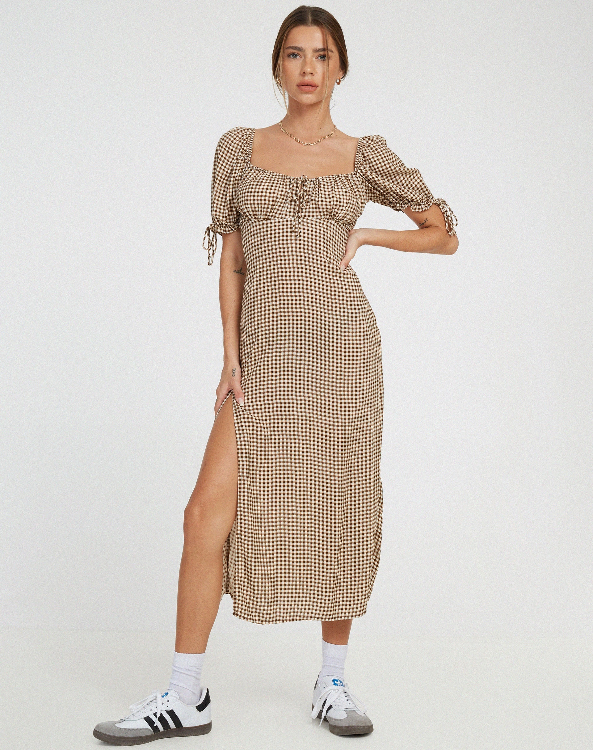 Afbeelding van Cello Midi Dress in Mini Gingham