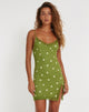 Afbeelding van Daisy Mini Dress in Moss Green Custard Daisy Embro