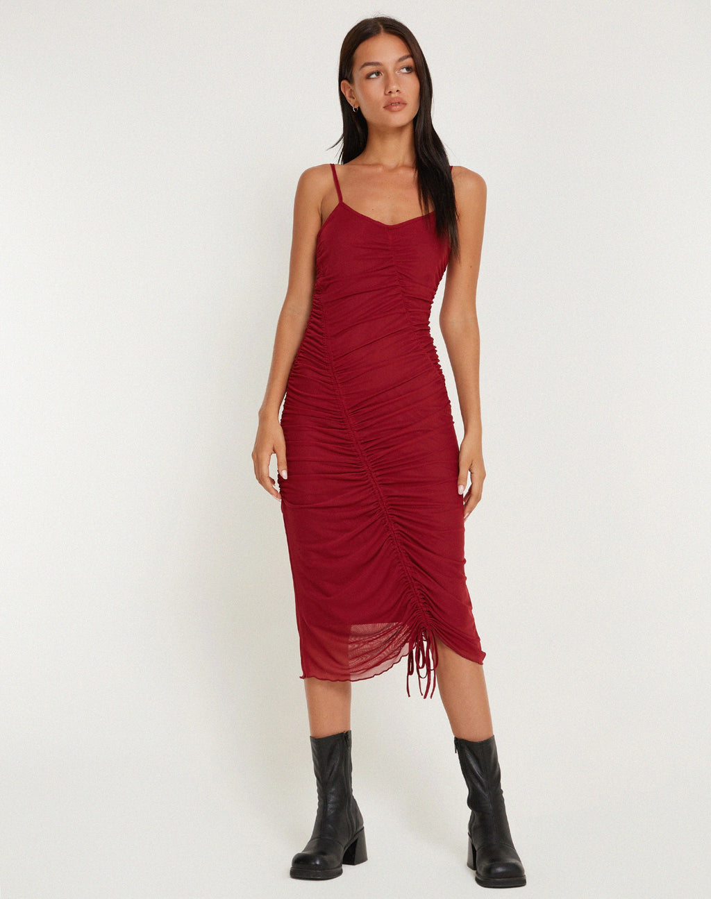 Dulcia Midi Dress in Bourgondië
