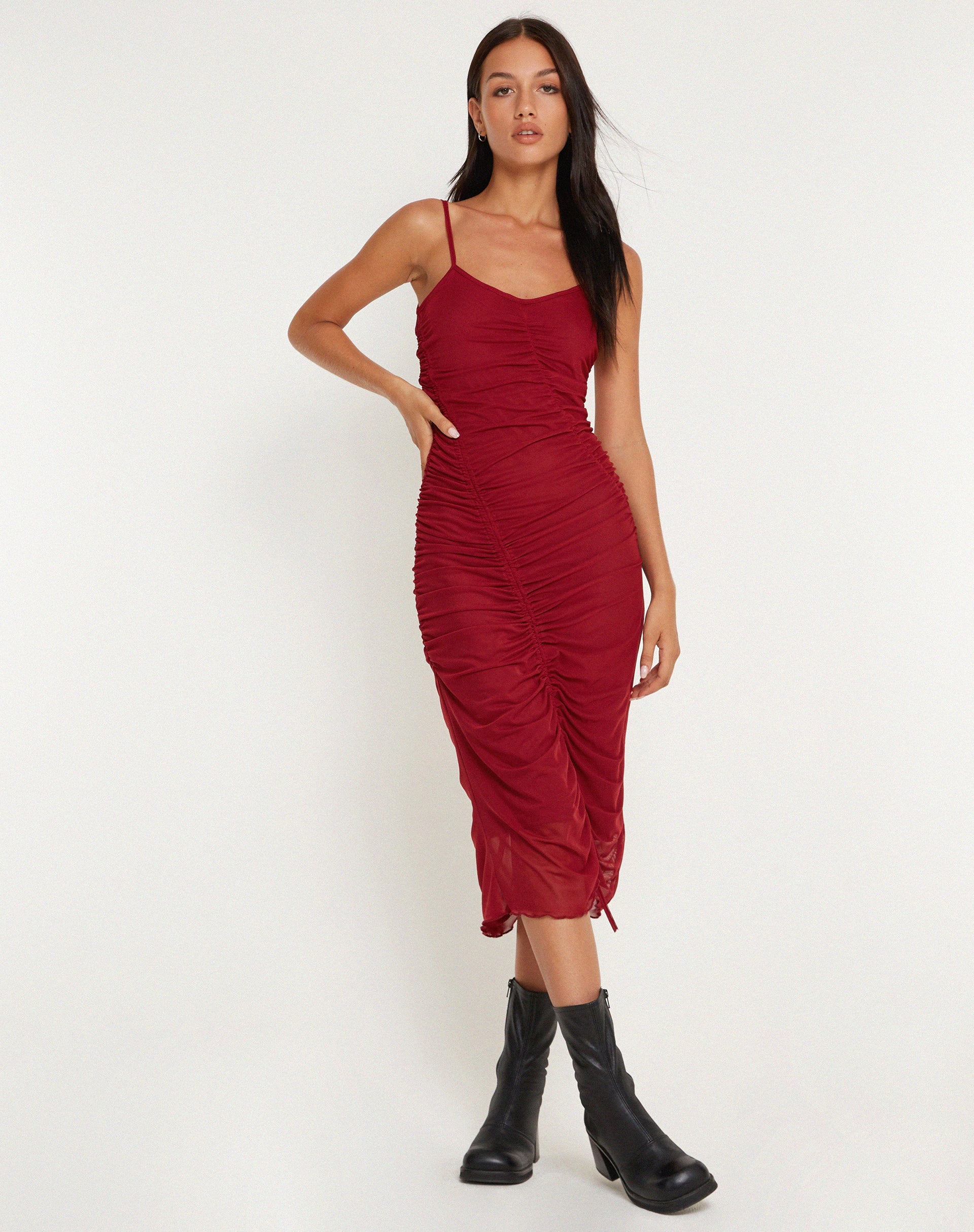 Afbeelding van Dulcia Midi Dress in Bourgondië