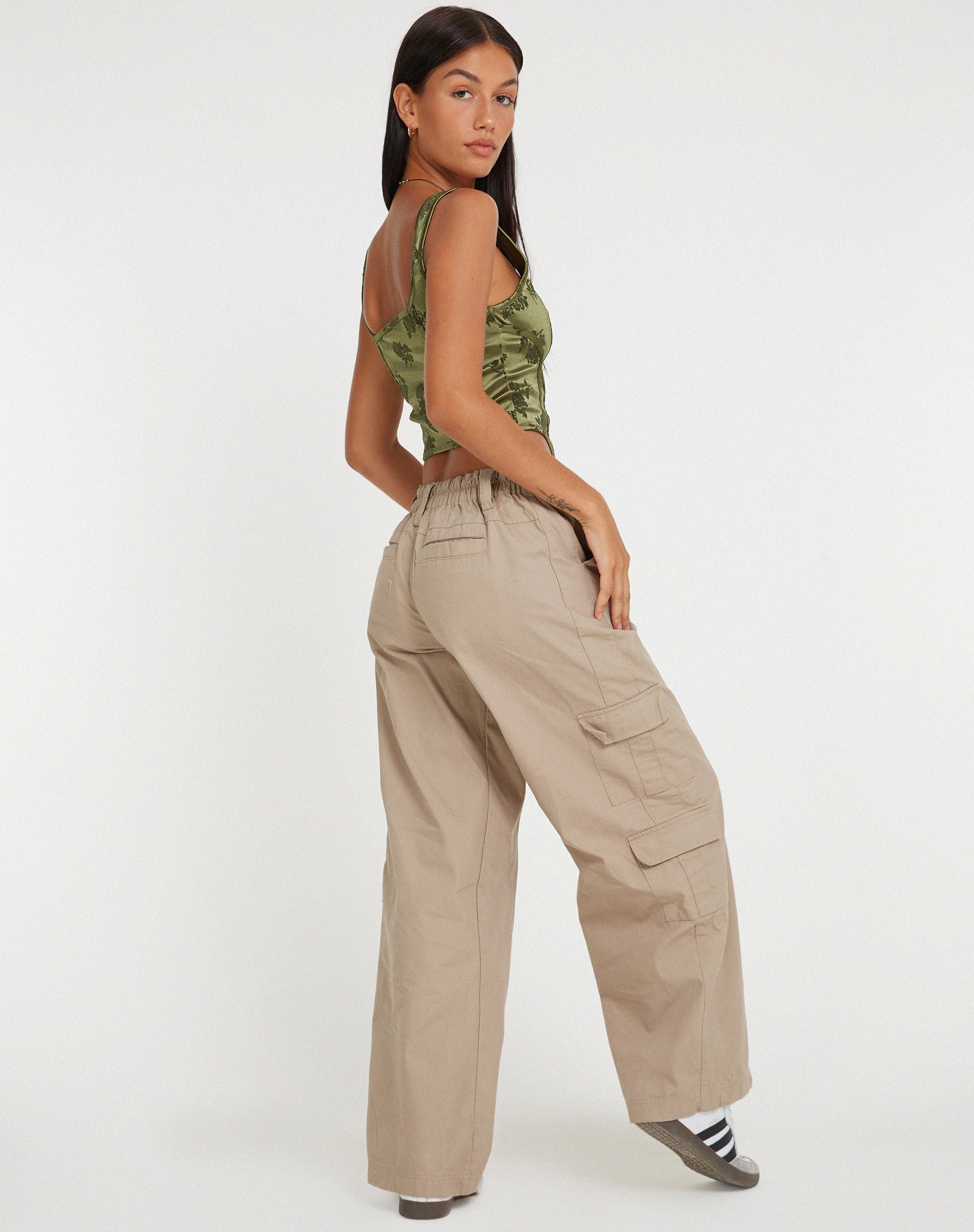 afbeelding van Elciva Corset Top in Rose Flock Loden Green
