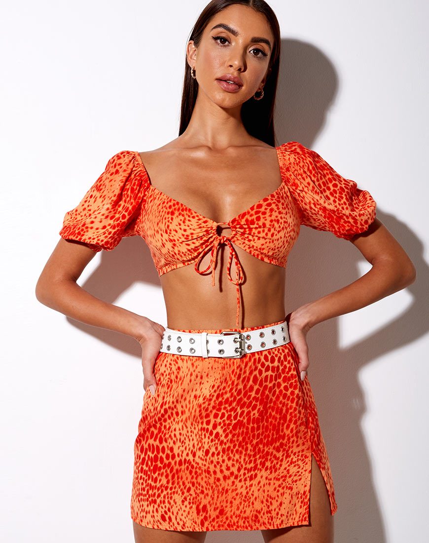 Afbeelding van Chelin Crop Top in Kleurverloop Cheetah Mandarijn