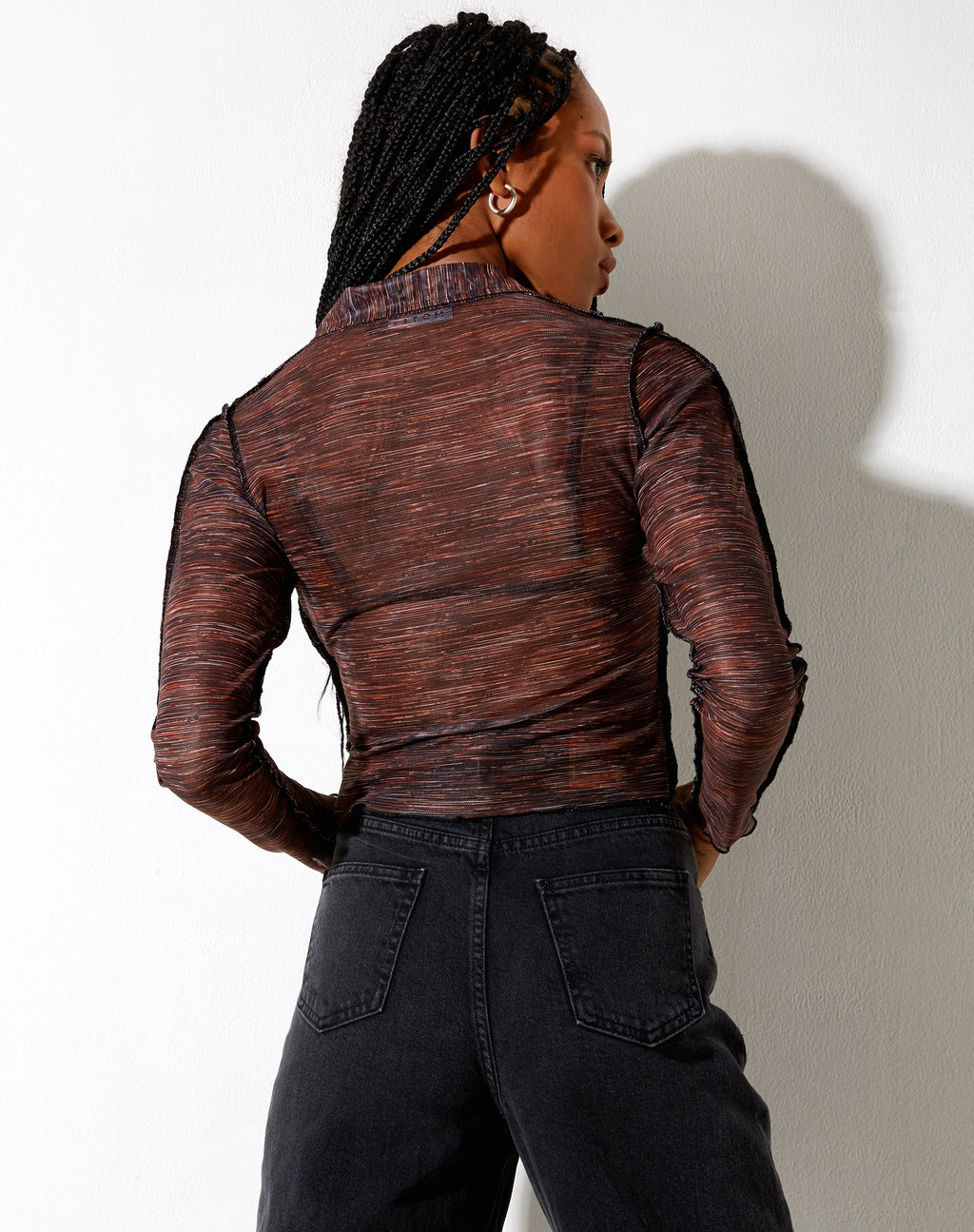 Keera Shirt Met Lange Mouw in Summer Rays Bruin