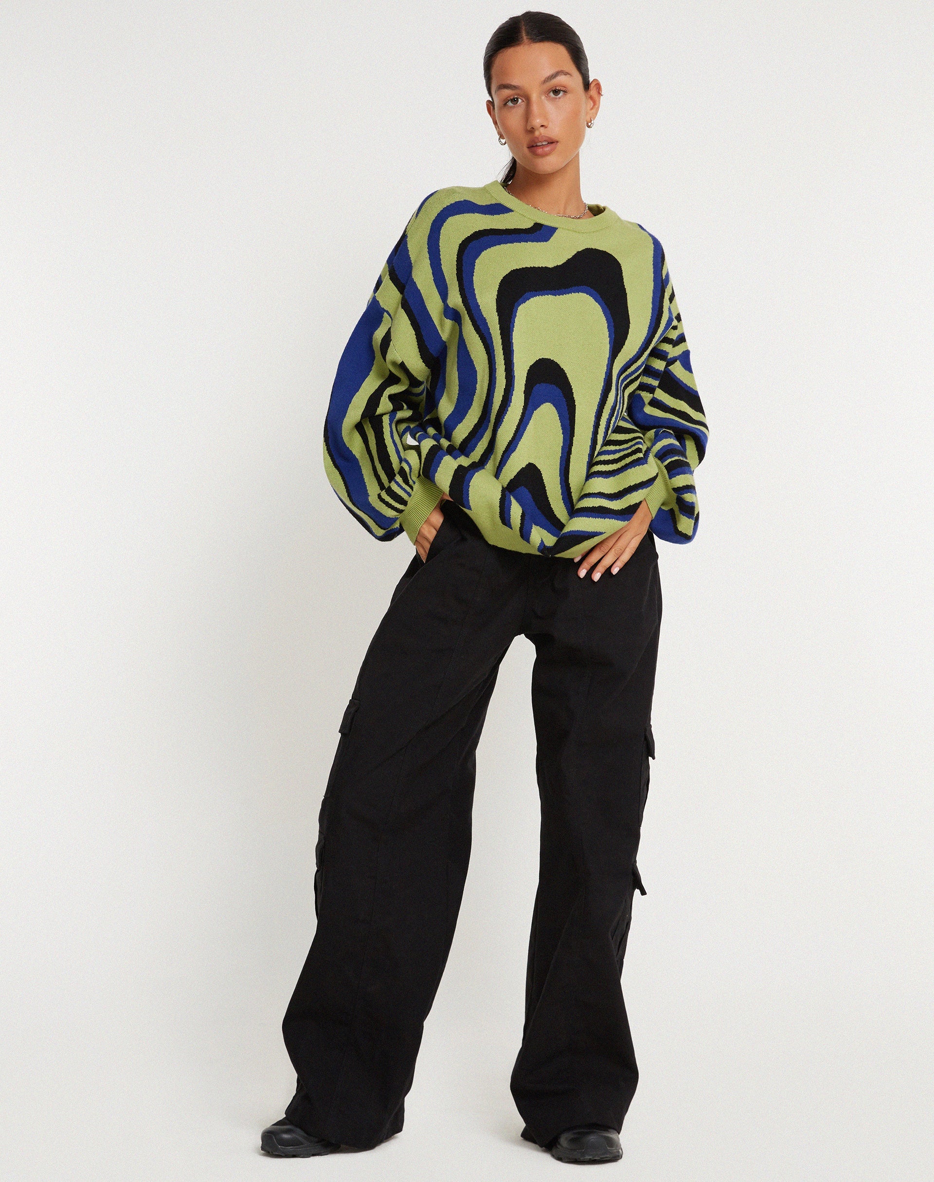 Afbeelding van Mably Oversized Trui in Mega Ripple Green