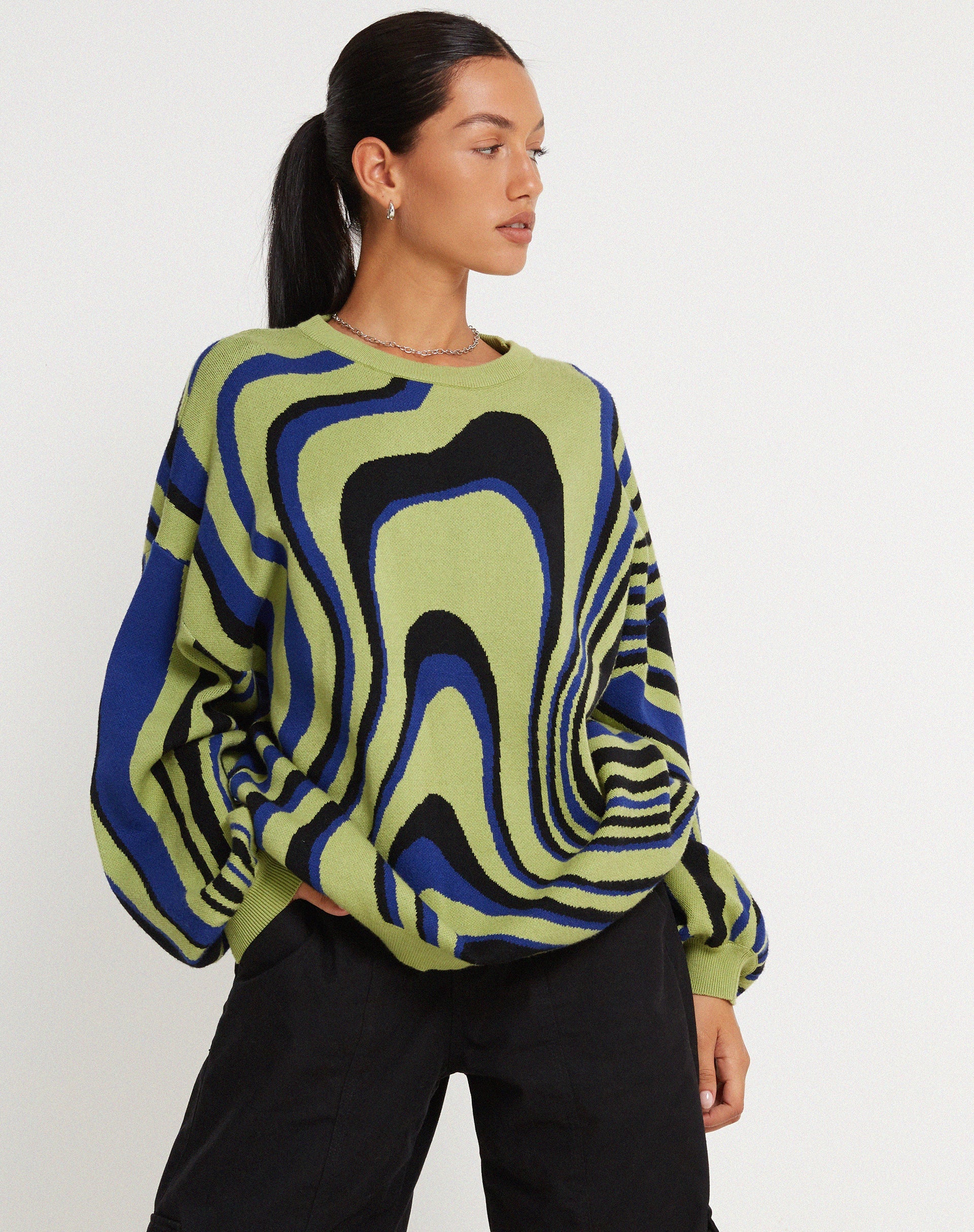 Afbeelding van Mably Oversized Trui in Mega Ripple Green