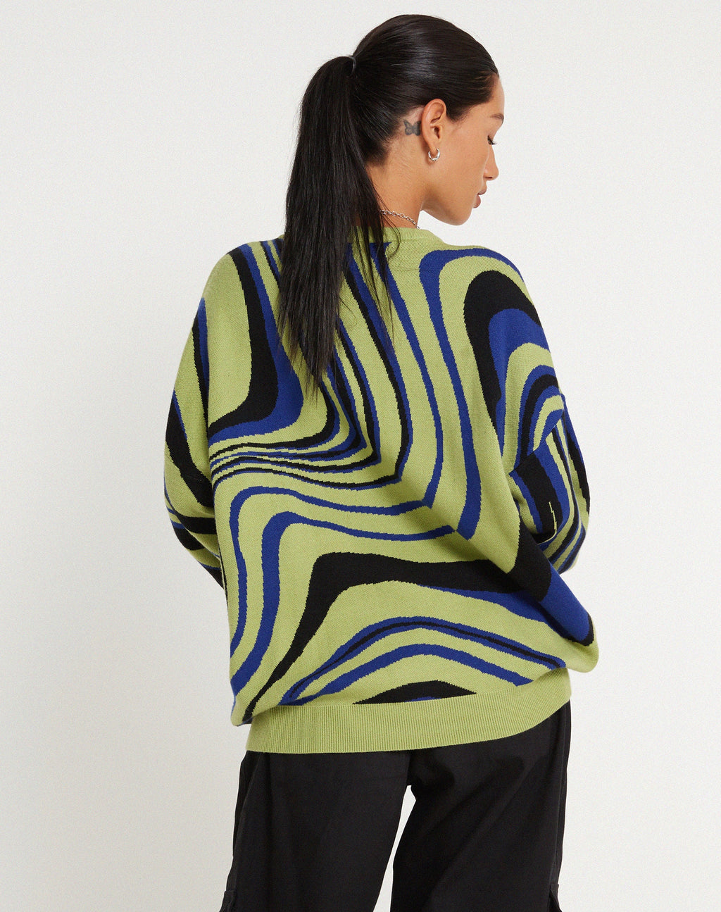 Mably Oversized Trui in Mega Ripple Green