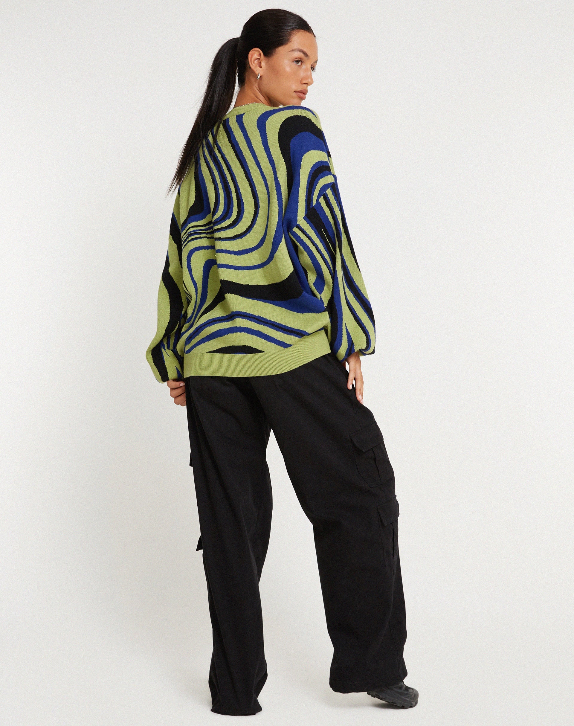 Afbeelding van Mably Oversized Trui in Mega Ripple Green