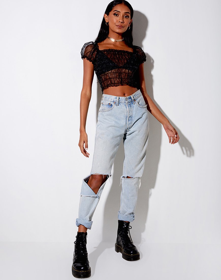 Afbeelding van Marilla Crop Top in Zwart Organza