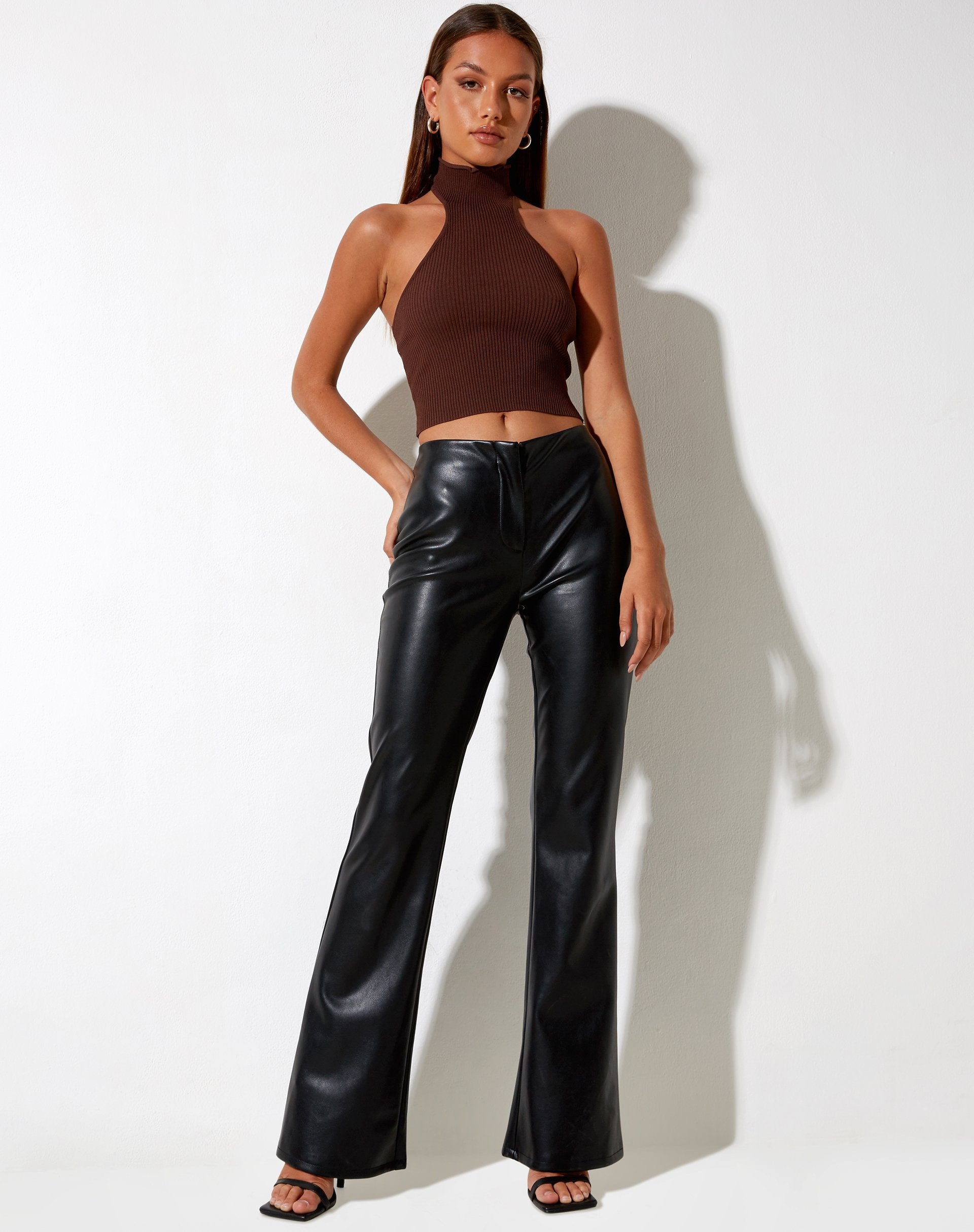 Afbeelding van Moila Crop Top in Gebreide Chocolade