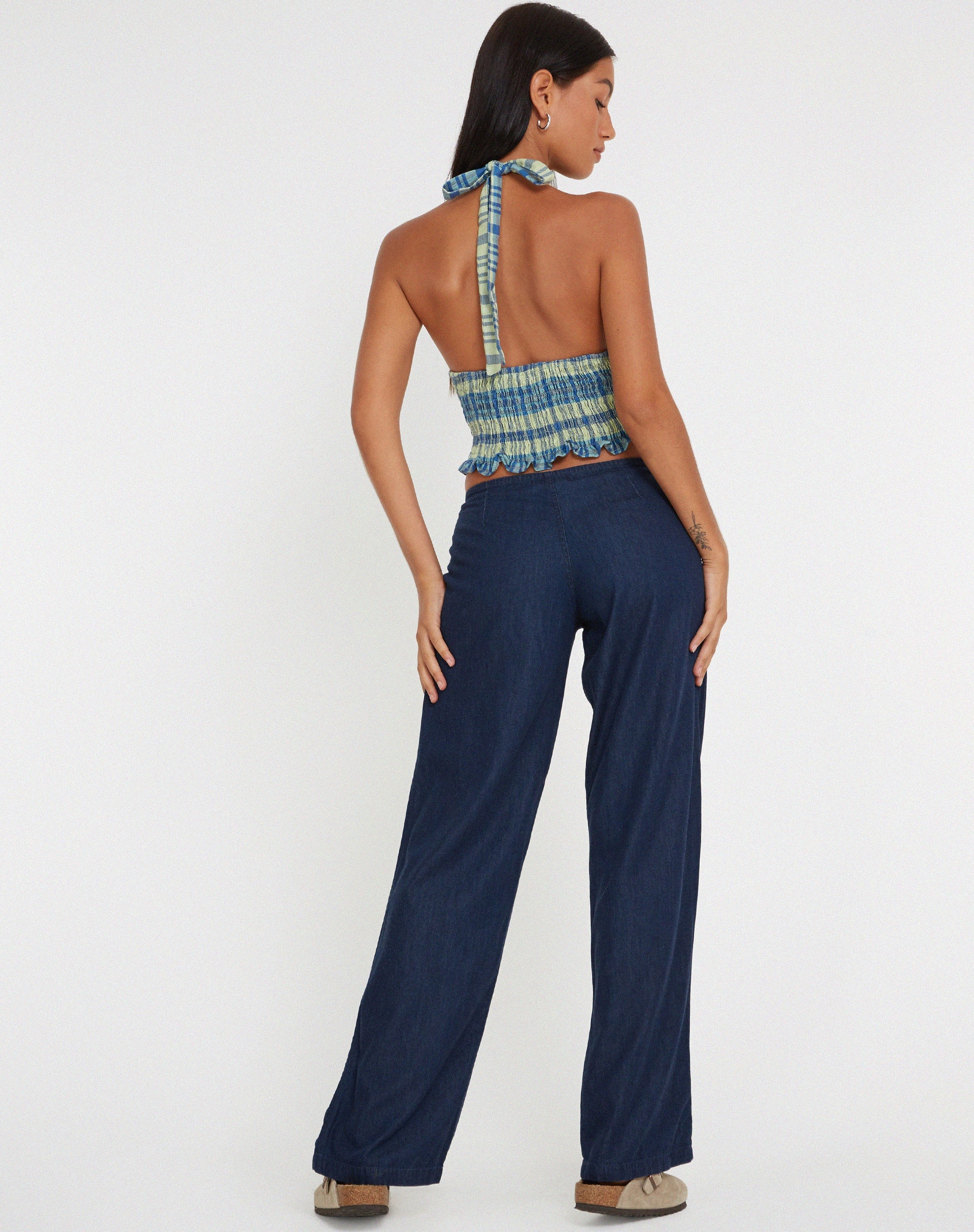 Afbeelding van Naoki Crop Top in Colourpop Check Green en Blue