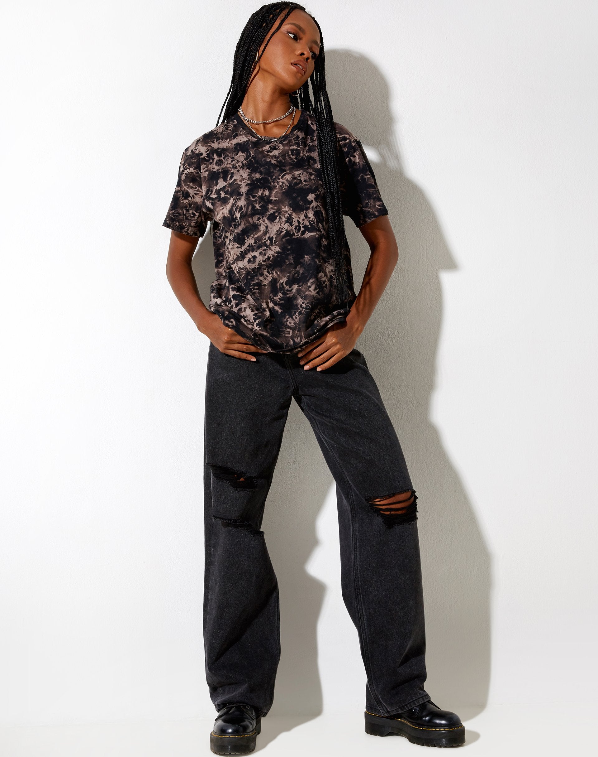 Afbeelding van Oversize Basic Tee in Oil Smoke