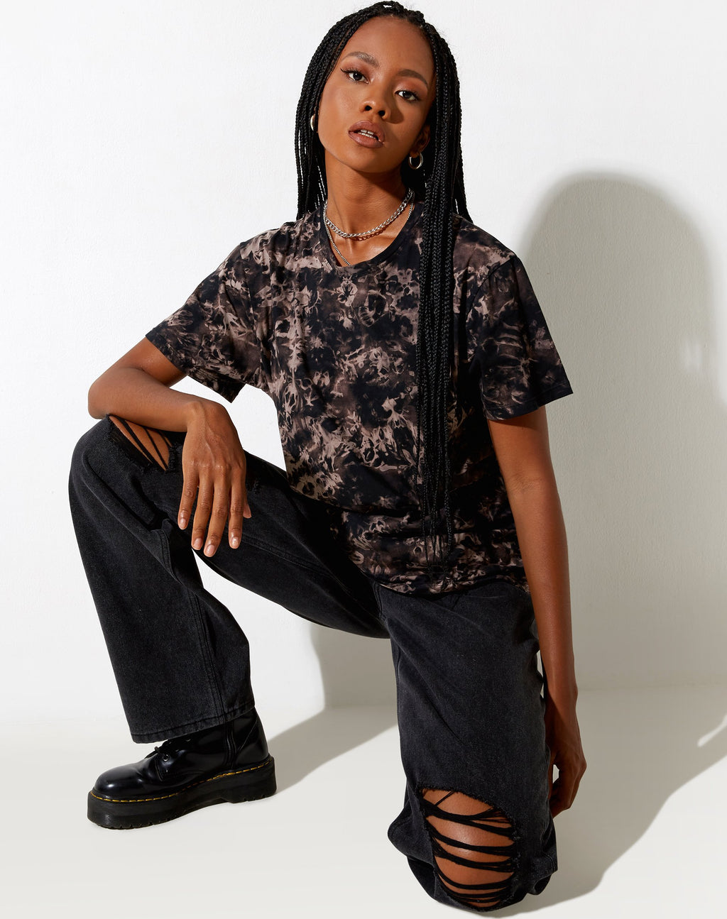 Oversized Basic Tee in Oil Smoke