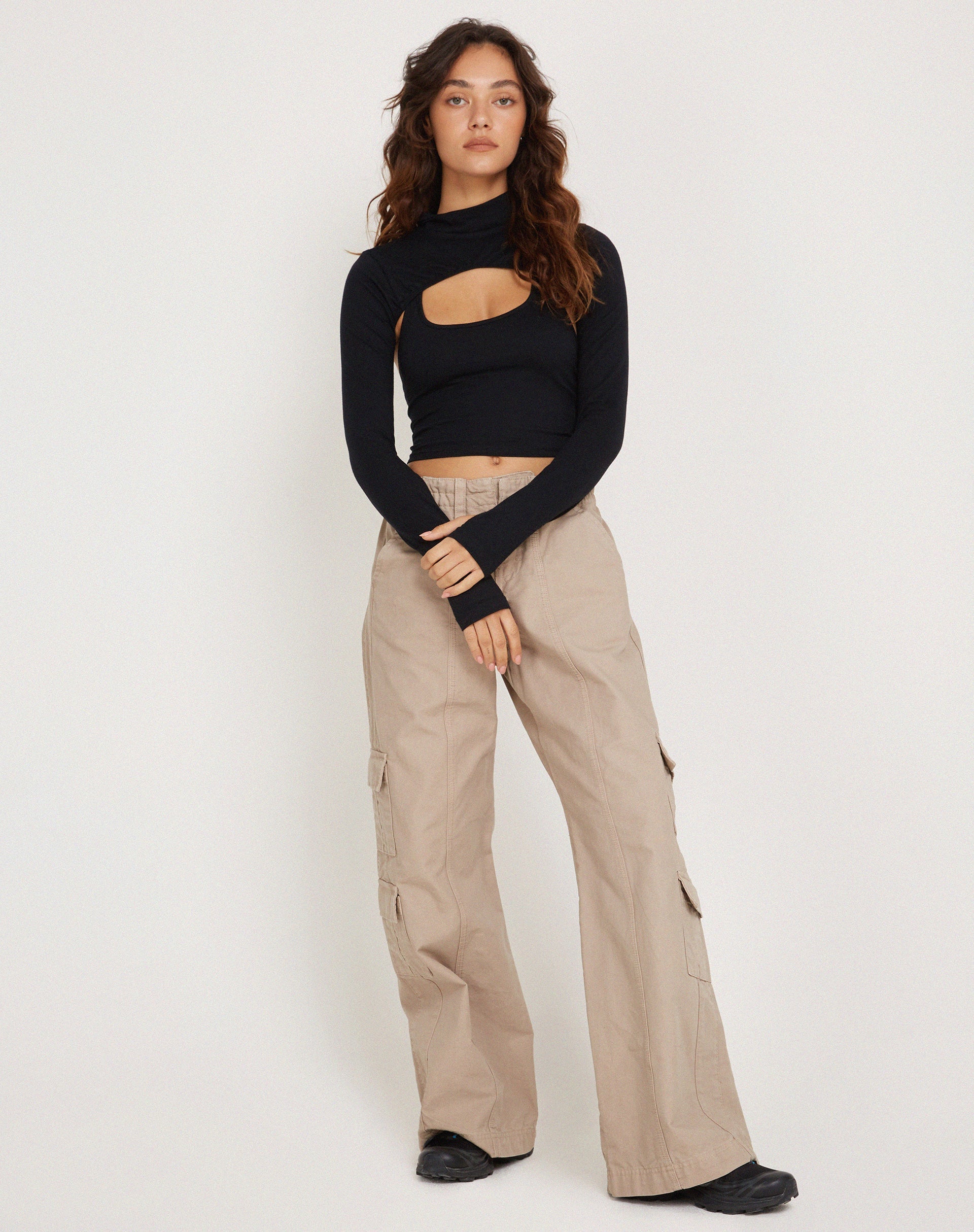 Afbeelding van Raccet Crop Top met lange mouwen in zwart