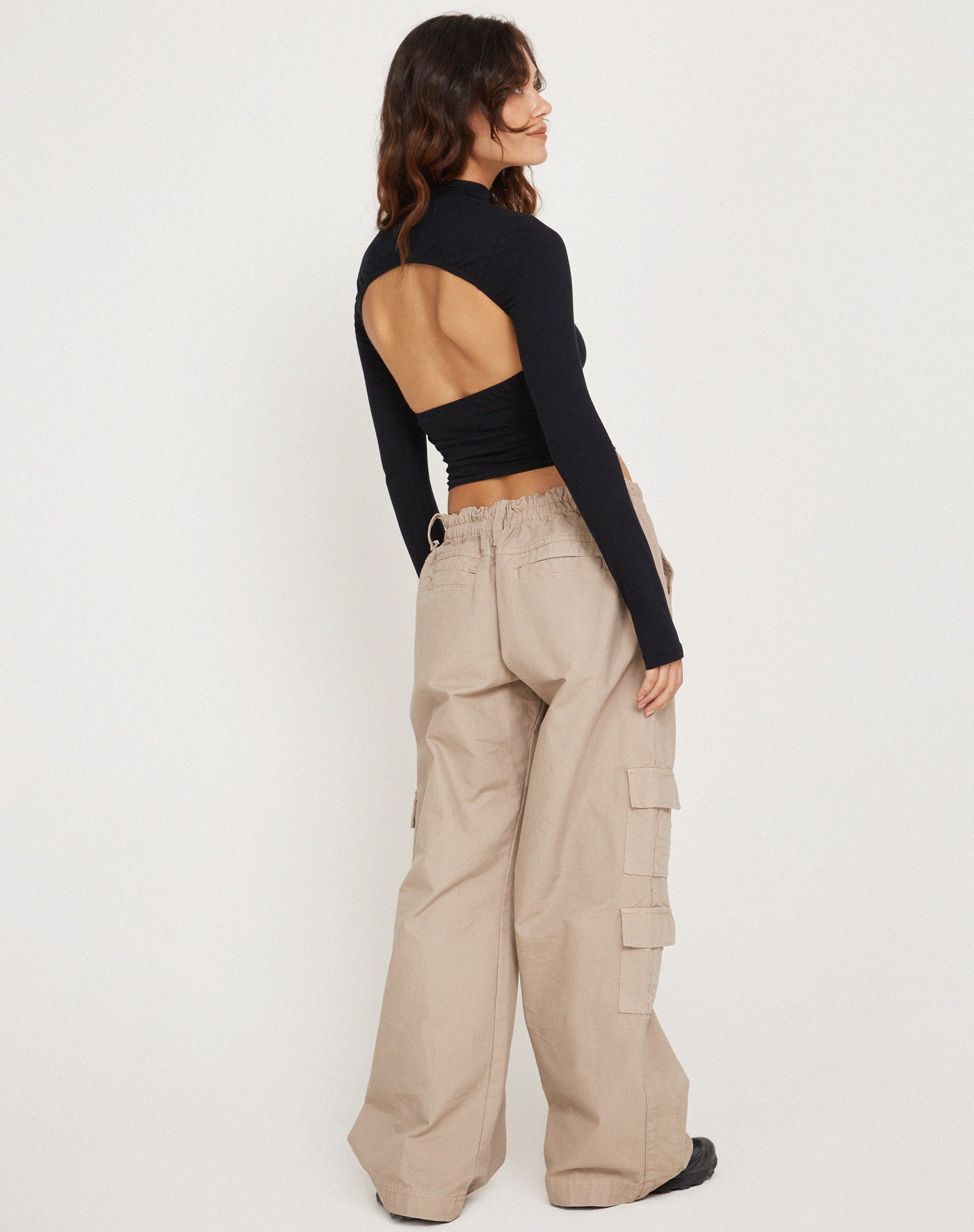 Afbeelding van Raccet Crop Top met lange mouwen in zwart