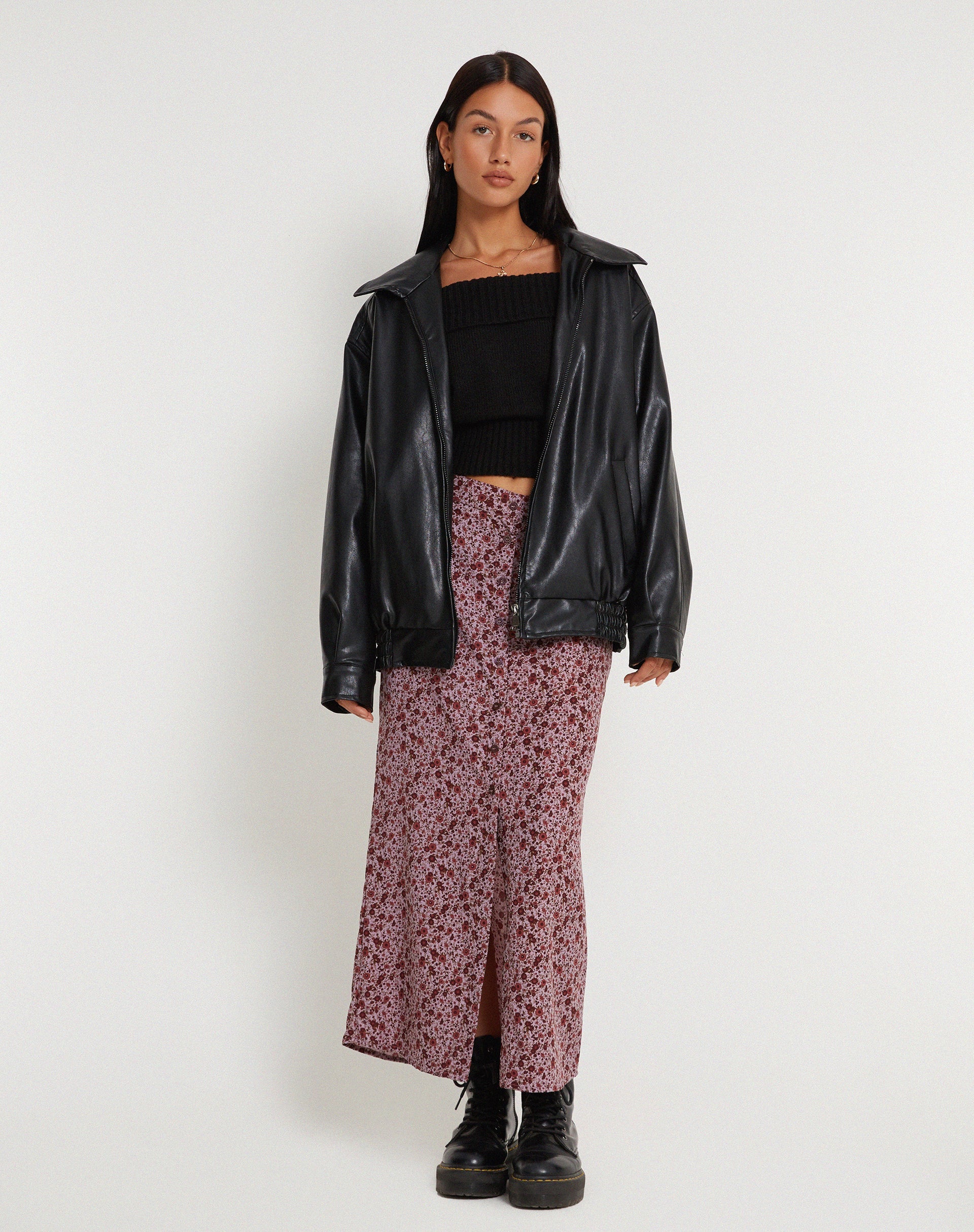 Afbeelding van Relow Maxi Rok in 90's Bloemen Bourgondië